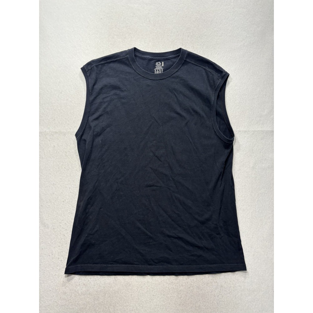 Fruit of the Loom Mens XL Black Sleeveless Crew Neck Basic Cotton Jersey Tee
